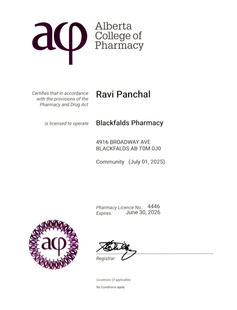 Gourlay's Clinic Pharmacy license document